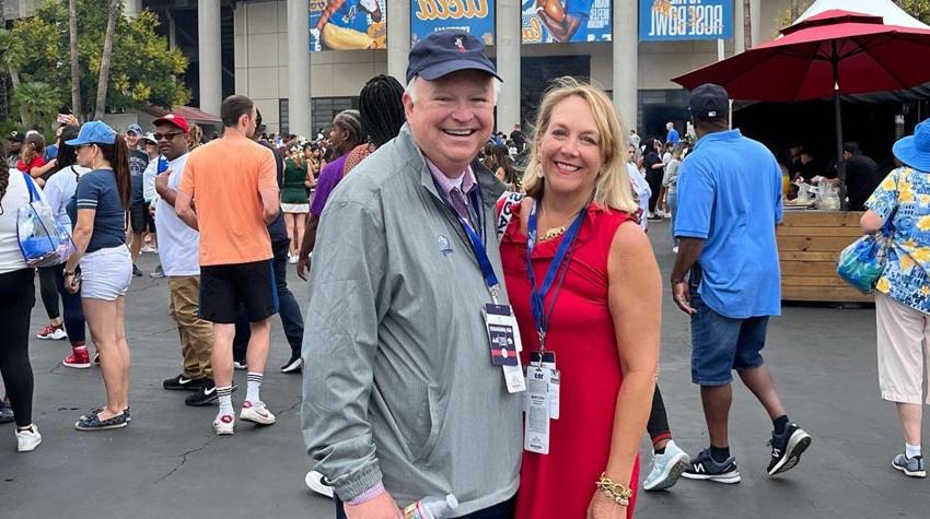 President Bonner and first lady at bowl game in California.