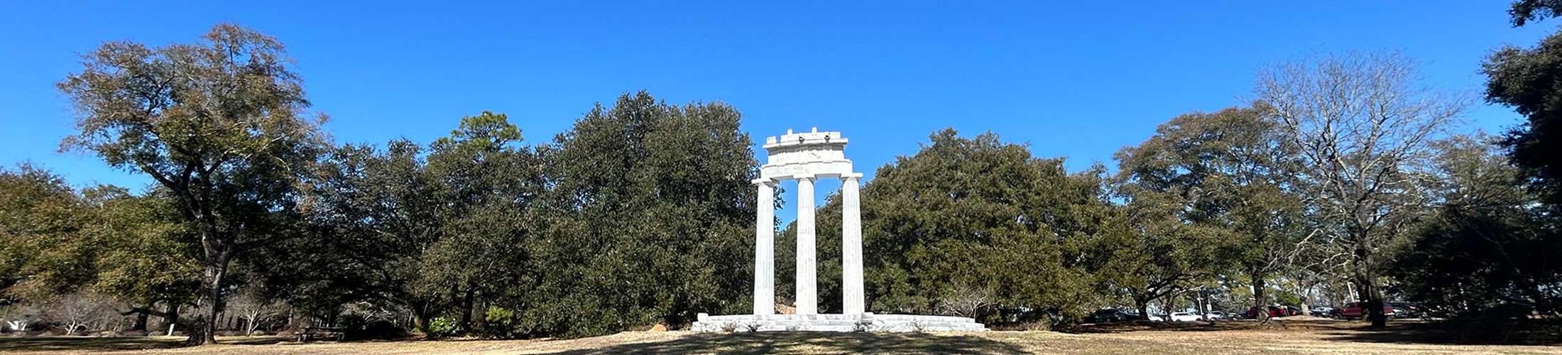 Tholos Delphi statue on campus.